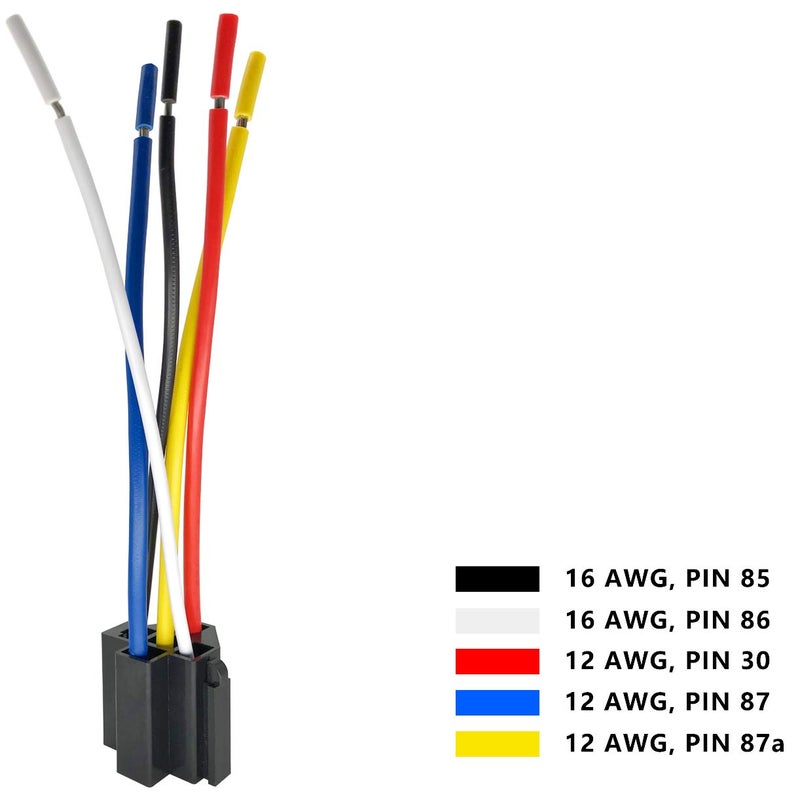 irhapsody 80/60Amp 12V 5-pin Relay Kit, SPDT 12-Volt Automotive Relay with Heavy-Duty Pigtail, 6-Pack - Image 3